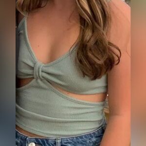 Green Cut Out Tank Top